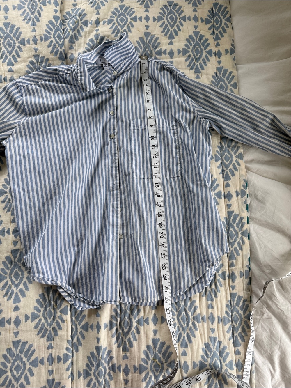 AYR Blue and White Striped Button-Down Shirt - Picture 7 of 7